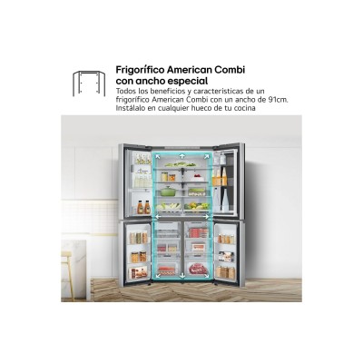 LG InstaView GMG961EVKE nevera puerta lado a lado Independiente 637 L E Negro, Acero inoxidable