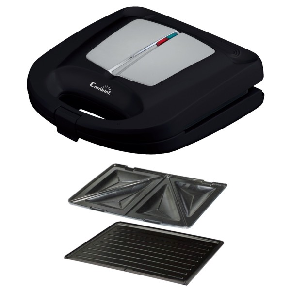 Comelec SA 1216 sandwichera 850 W Negro, Acero inoxidable