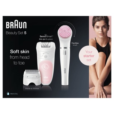 Braun Silk-épil 5 Wet&Dry 81683690 depiladora 28 pinzas Blanco, Rosa