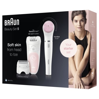 Braun Silk-épil 5 Wet&Dry 81683690 depiladora 28 pinzas Blanco, Rosa