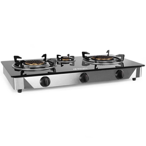 Orbegozo FO 3520 hobs Negro, Acero inoxidable Encimera Encimera de gas 3 zona(s)