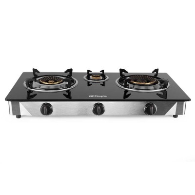 Orbegozo FO 3520 hobs Negro, Acero inoxidable Encimera Encimera de gas 3 zona(s)