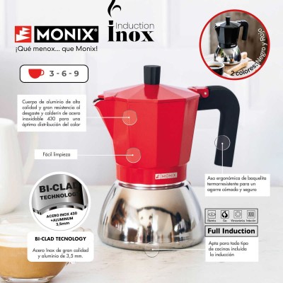 Monix M863106 cafetera manual Cafetera italiana 0,37 L Rojo