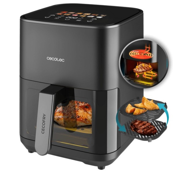 Cecotec Cecofry&Grill Duoheat 4000 Sencillo 4 L Independiente 1900 W Freidora de aire caliente Negro
