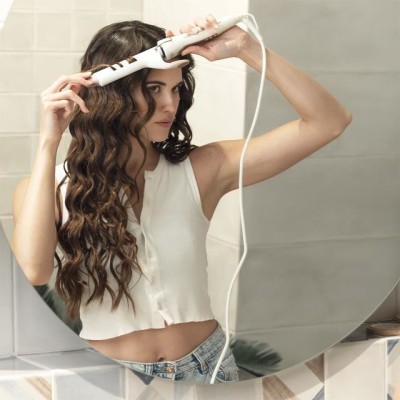 Cecotec Bamba SurfCare Curly Rizador de pelo Caliente Plata, Blanco