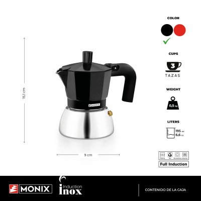 Monix M863003 cafetera manual Cafetera italiana 0,195 L Negro