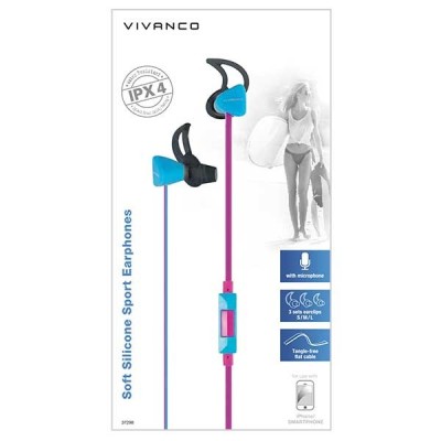 Vivanco SPX 60 P Auriculares Alámbrico gancho de oreja, Dentro de oído Deportes Negro, Azul, Rosa