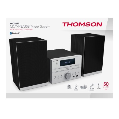 Thomson MIC122BT sistema de audio para el hogar Microcadena de música para uso doméstico 50 W Negro, Plata