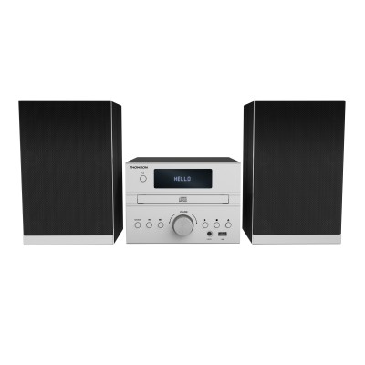 Thomson MIC122BT sistema de audio para el hogar Microcadena de música para uso doméstico 50 W Negro, Plata