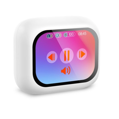 Ksix Auriculares inalámbricos Vision, Pantalla TFT 2,01'', ANC, Aut. 6+20 h, Control táctil, Llamadas, Asist. de voz, Blanco