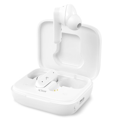 Ksix Auriculares inalámbricos Vision, Pantalla TFT 2,01'', ANC, Aut. 6+20 h, Control táctil, Llamadas, Asist. de voz, Blanco