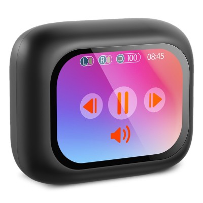 Ksix Auriculares inalámbricos Vision, Pantalla TFT 2,01'', ANC, Aut. 6+20 h, Control táctil, Llamadas, Asist. de voz, Negro