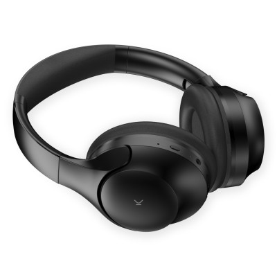 Ksix Auriculares inalámbricos Odissey, ANC + ENC, Micrófono, Autonomía 30h, Llamadas, Cable Jack 3,5 mm, Estuche, Negro