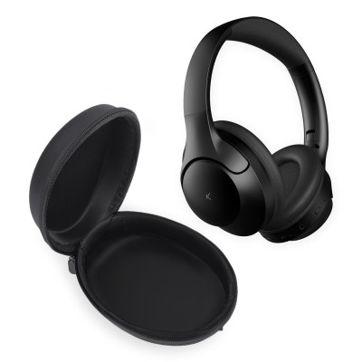 Ksix Auriculares inalámbricos Odissey, ANC + ENC, Micrófono, Autonomía 30h, Llamadas, Cable Jack 3,5 mm, Estuche, Negro