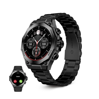 Ksix Smartwatch Titanium, Pantalla AMOLED 1,43", 2 correas, Aut. 5 días, Modos deporte y salud, Llamadas, Asistentes voz, Negro