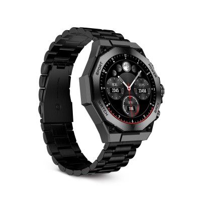 Ksix Smartwatch Titanium, Pantalla AMOLED 1,43", 2 correas, Aut. 5 días, Modos deporte y salud, Llamadas, Asistentes voz, Negro