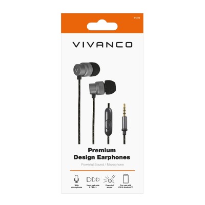 Vivanco Premium Auriculares Alámbrico Dentro de oído Llamadas Música Negro