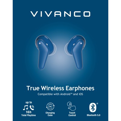 Vivanco Fresh Pair Auriculares Inalámbrico Dentro de oído Llamadas Música Bluetooth Azul