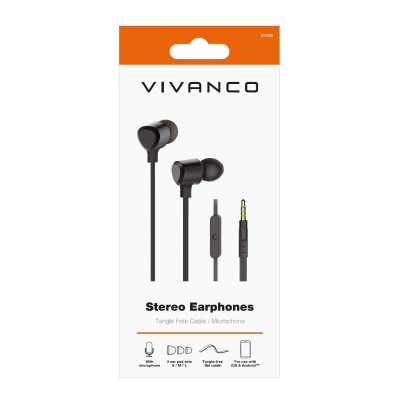 Vivanco Stereo Auriculares Alámbrico Dentro de oído Llamadas Música Negro