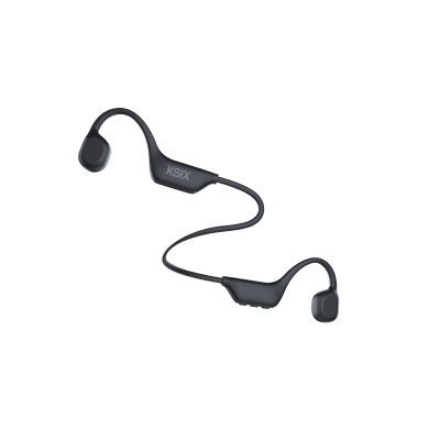 Ksix Auriculares inalámbricos deportivos Astro 2, Conducción ósea, Autonomía 7 h, Botones silicona, Asistentes de voz, Negro