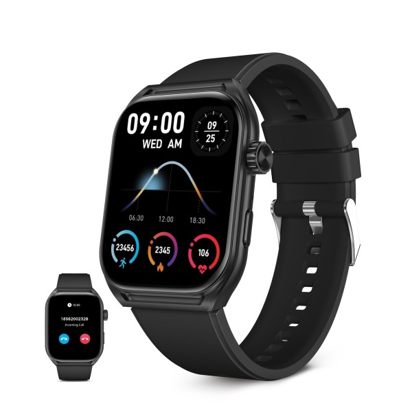 Ksix Smartwatch Urban Move, Pantalla AMOLED 2.06", Autonomía 5 días, Modo deporte y salud, Manos libres, IP67, Negro